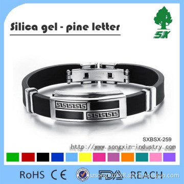 2015 Hot Sale Charming Stainless Steel Bracelet&bangle with Top Grade Silicone
